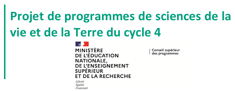 Projet de programmes de SVT du cycle 4